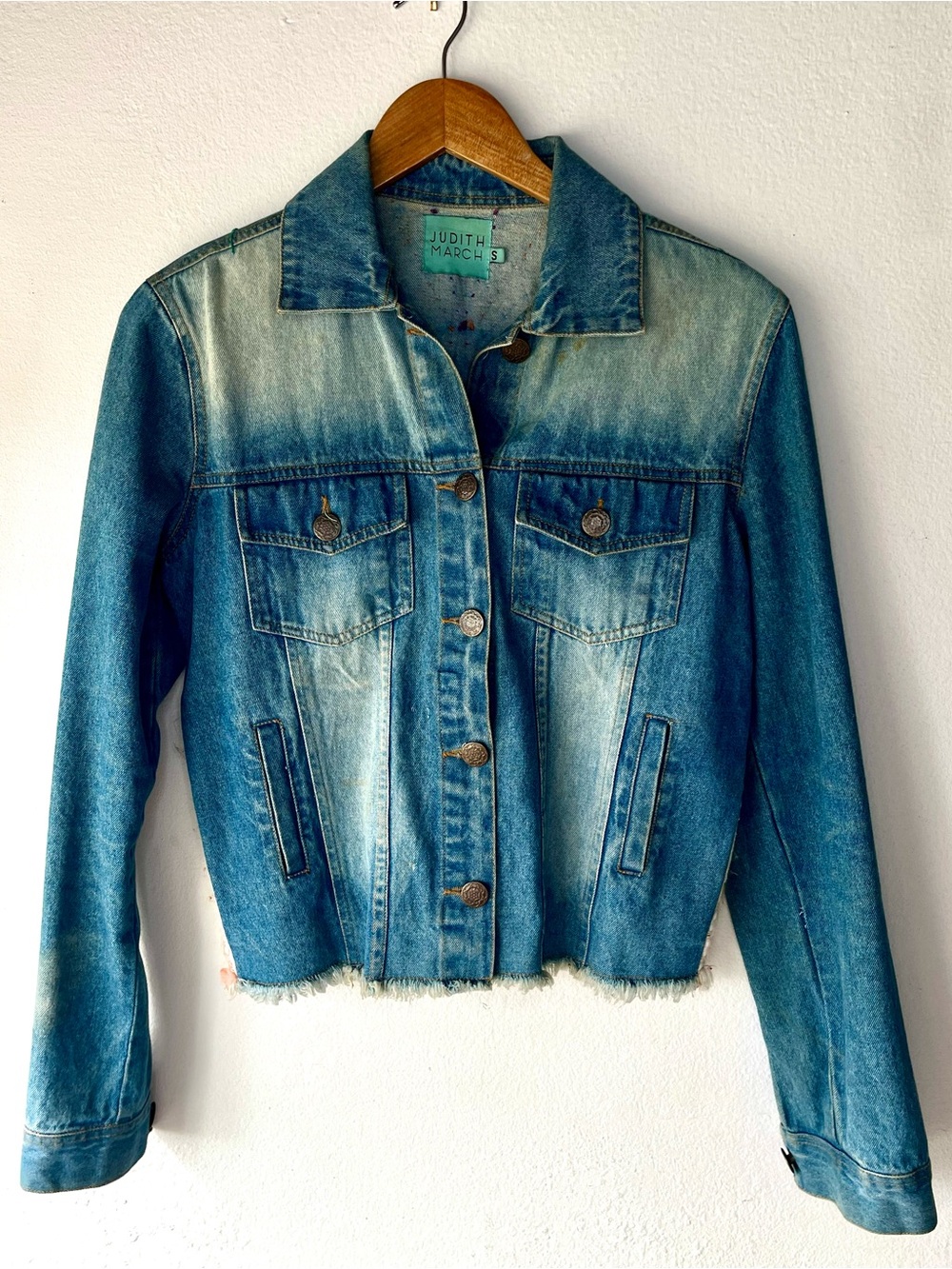 Judith March Woven Pastel Sunburst Denim Jacket Size Small 🌈 - Picture 4 of 11